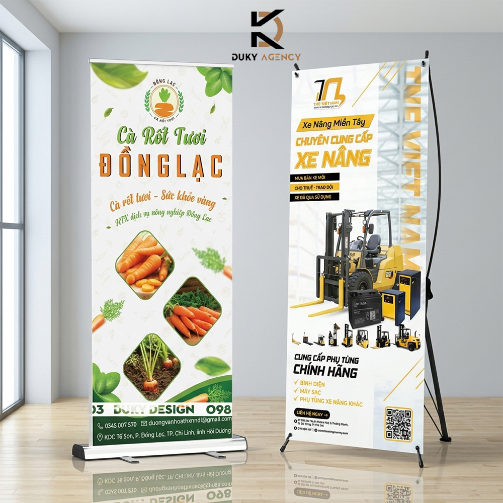 Thiết kế standee đẹp, ấn tượng cho doanh nghiệp thiết kế standee theo yêu cầu, duky agency